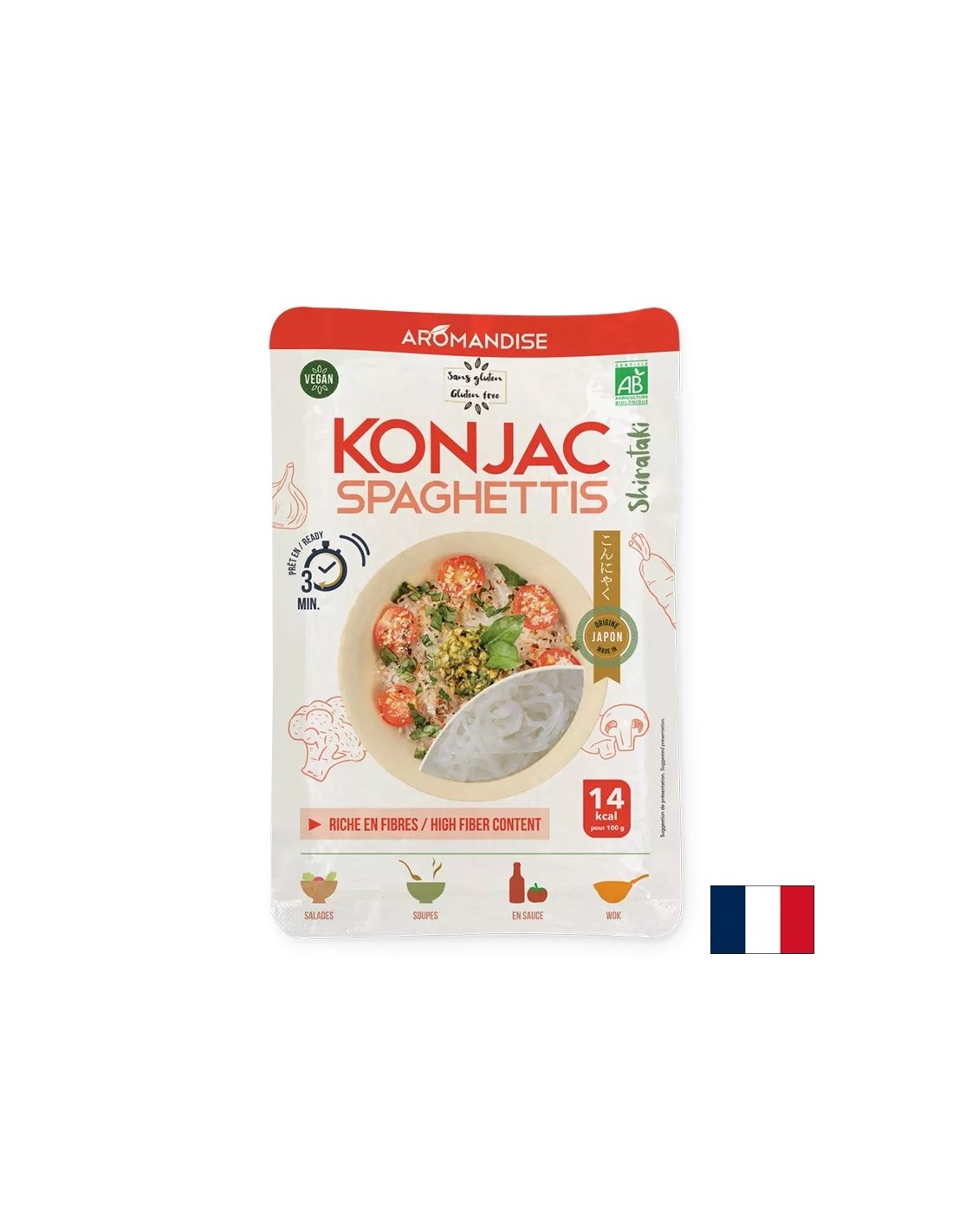Diétás gluténmentes spagetti konjacból és rizslisztből (Shirataki) – 3 perc főzési idő, 150 g