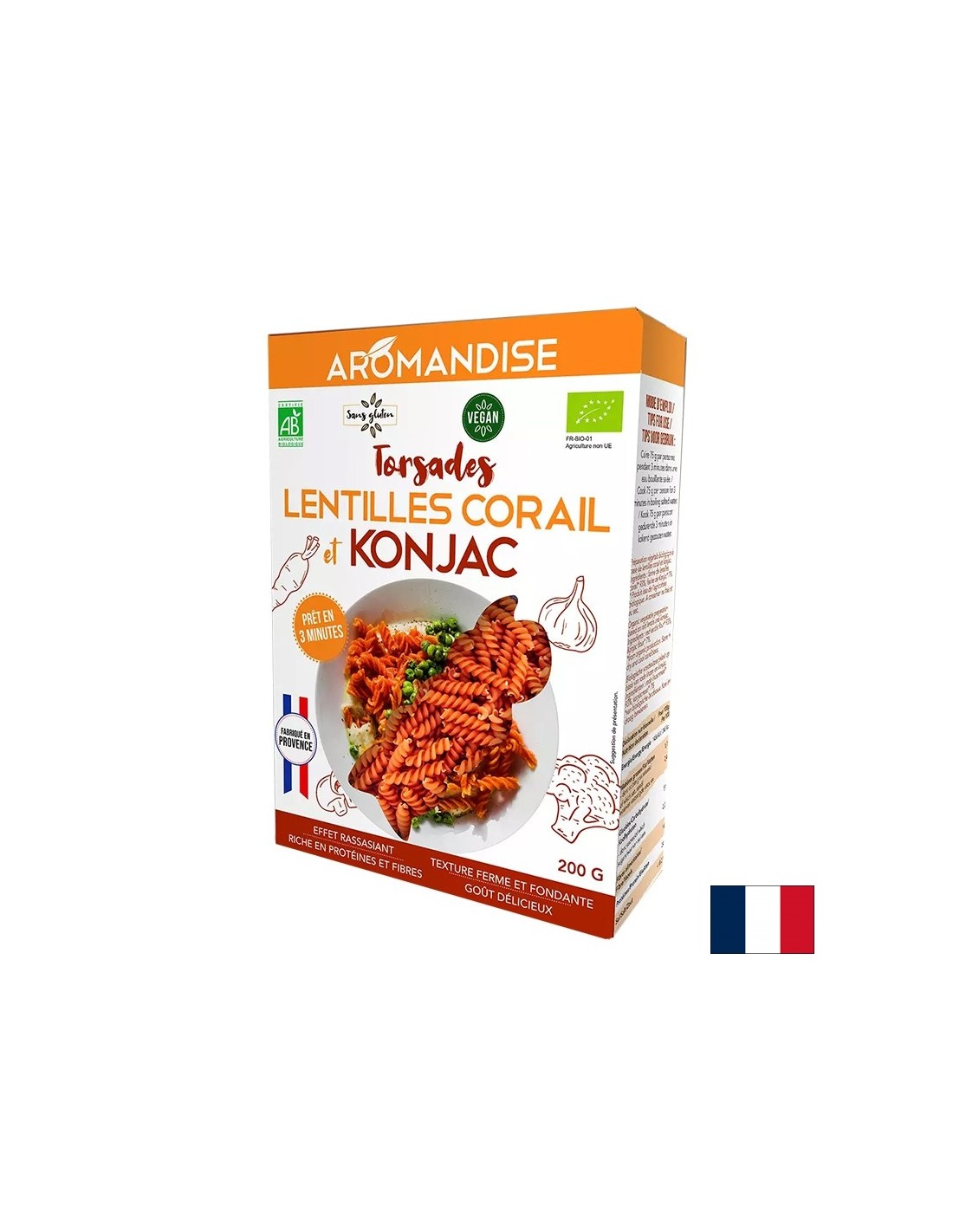 Gluténmentes diétás fusilli – 3 perc főzési idő (konjac lisztből és koralllencséből), 200 g