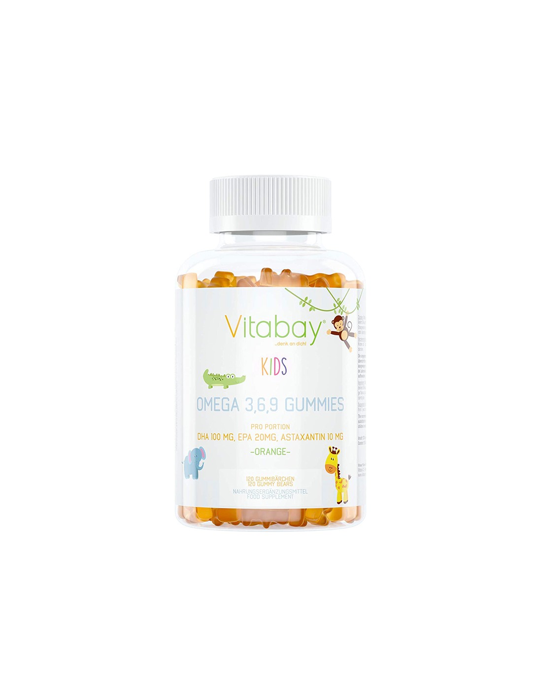 Omega-3-6-9 gyerekeknek (asztaxantinnal és kolinnal), 120 narancs ízű lágyzselé