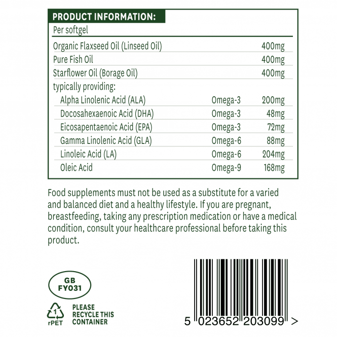 Omega 3-6-9 (teljes EFA Omega 3, 6 + 9) 1200 mg 90 lágyzselé NaturesAid