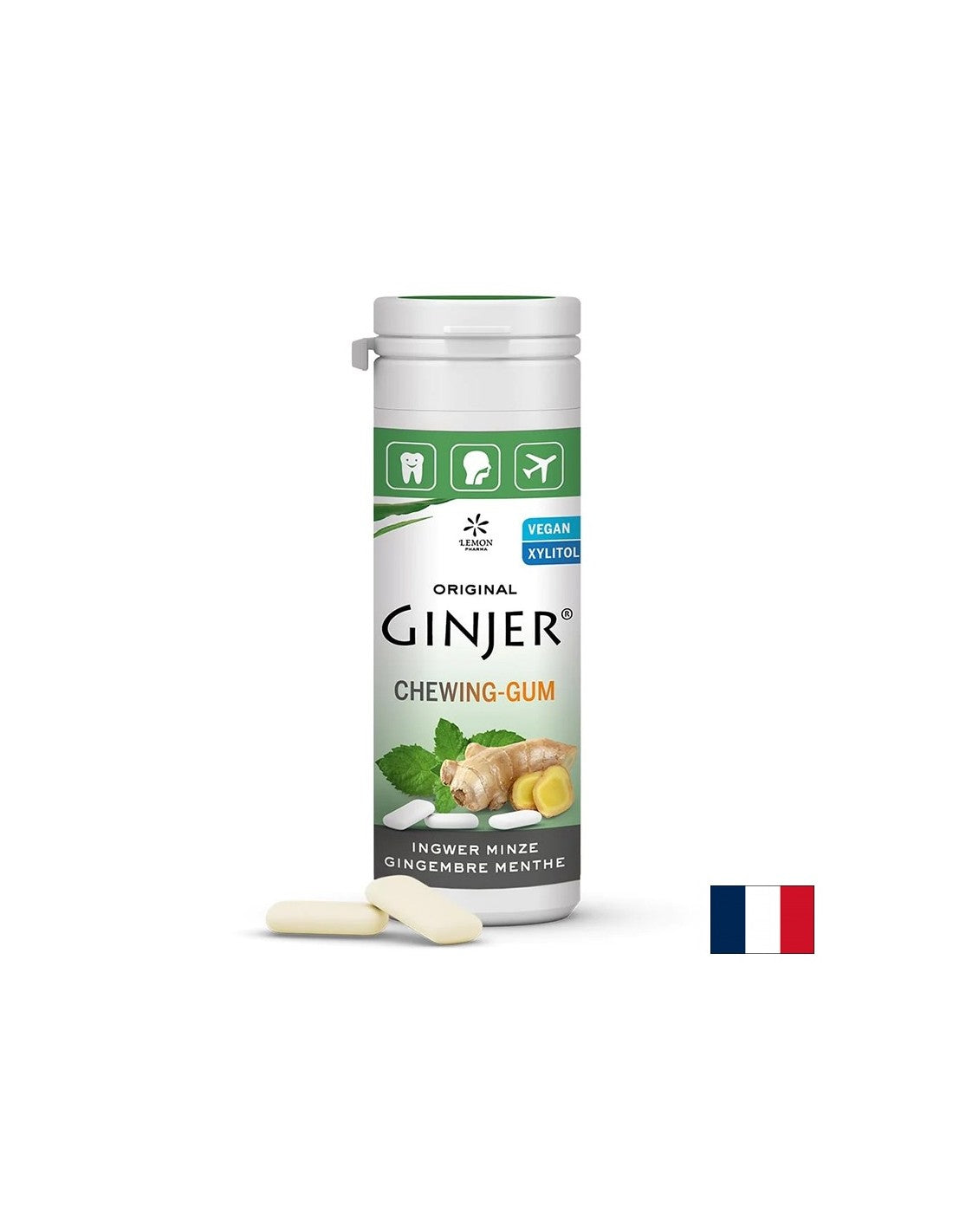 Gyömbéres-mentás rágógumi, 30 g (20 db) <tc>Lemon Pharma</tc>