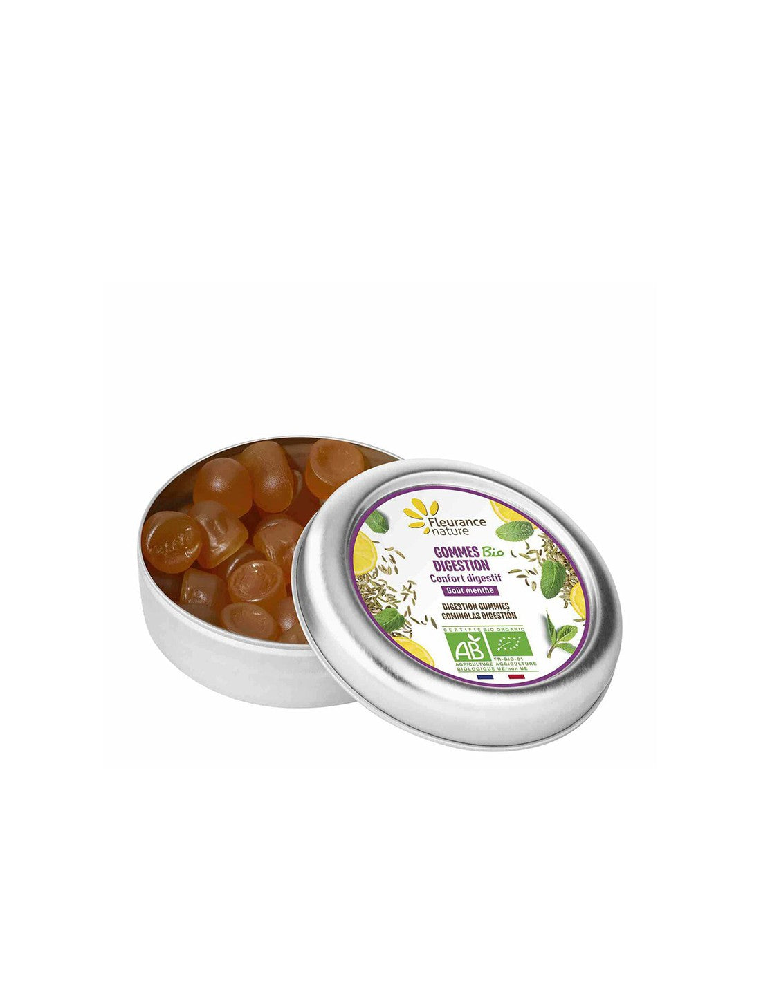 Borsmenta & Citromolajok & Édesköménykivonat - Emésztés - A gyomor-bél traktus támogatása, Zselés tabletták, 30g Fleurance Nature