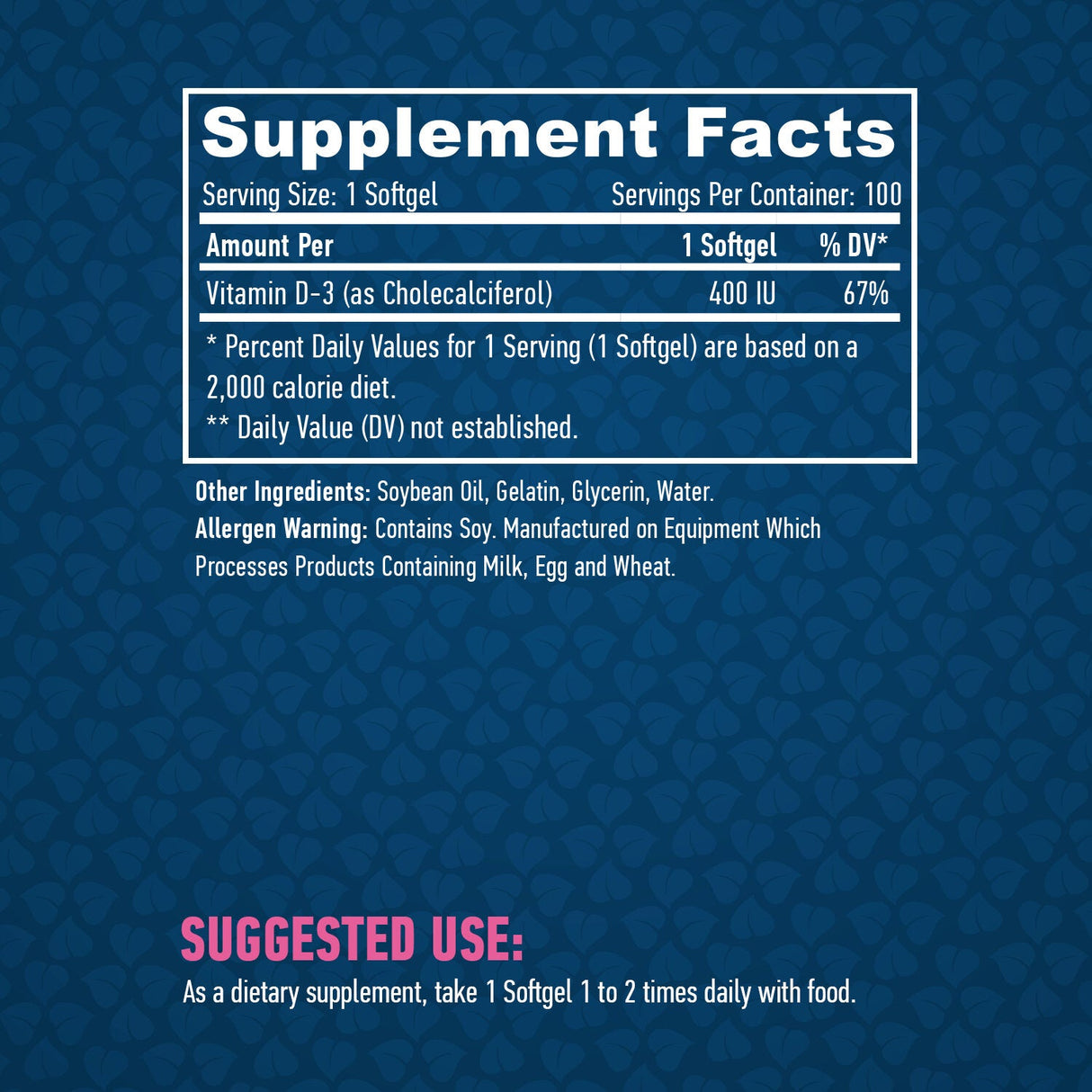 Vitamin D-3 / 400 IU / 100 Softgels - Nutra Best Europe