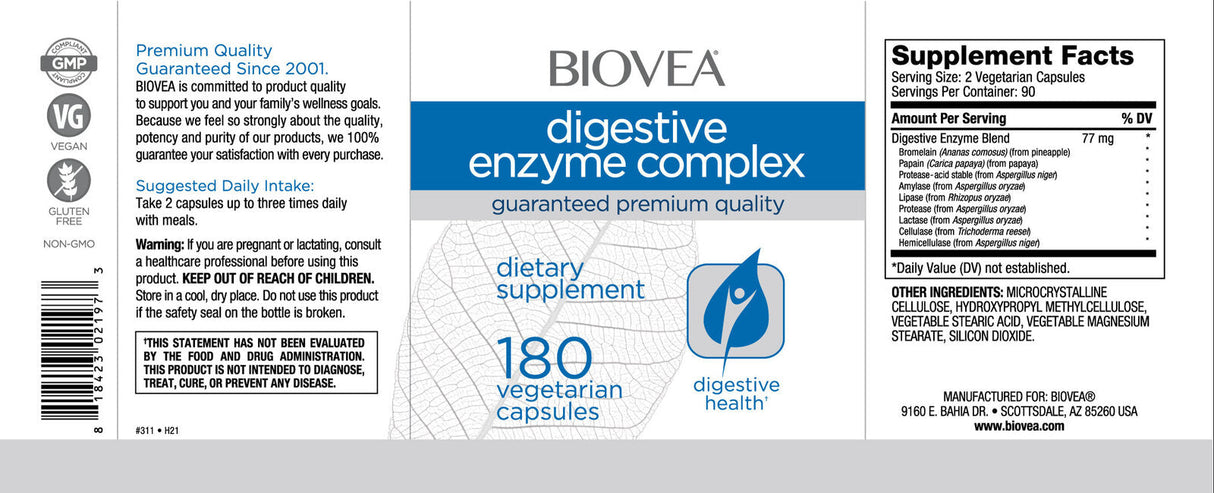 Digestive Enzyme Complex / 180 Caps - Nutra Best Europe