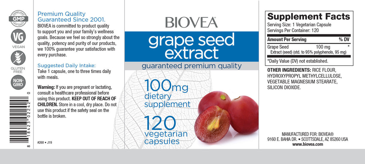 Grape Seed Extract 100 mg / 120 Caps - Nutra Best Europe