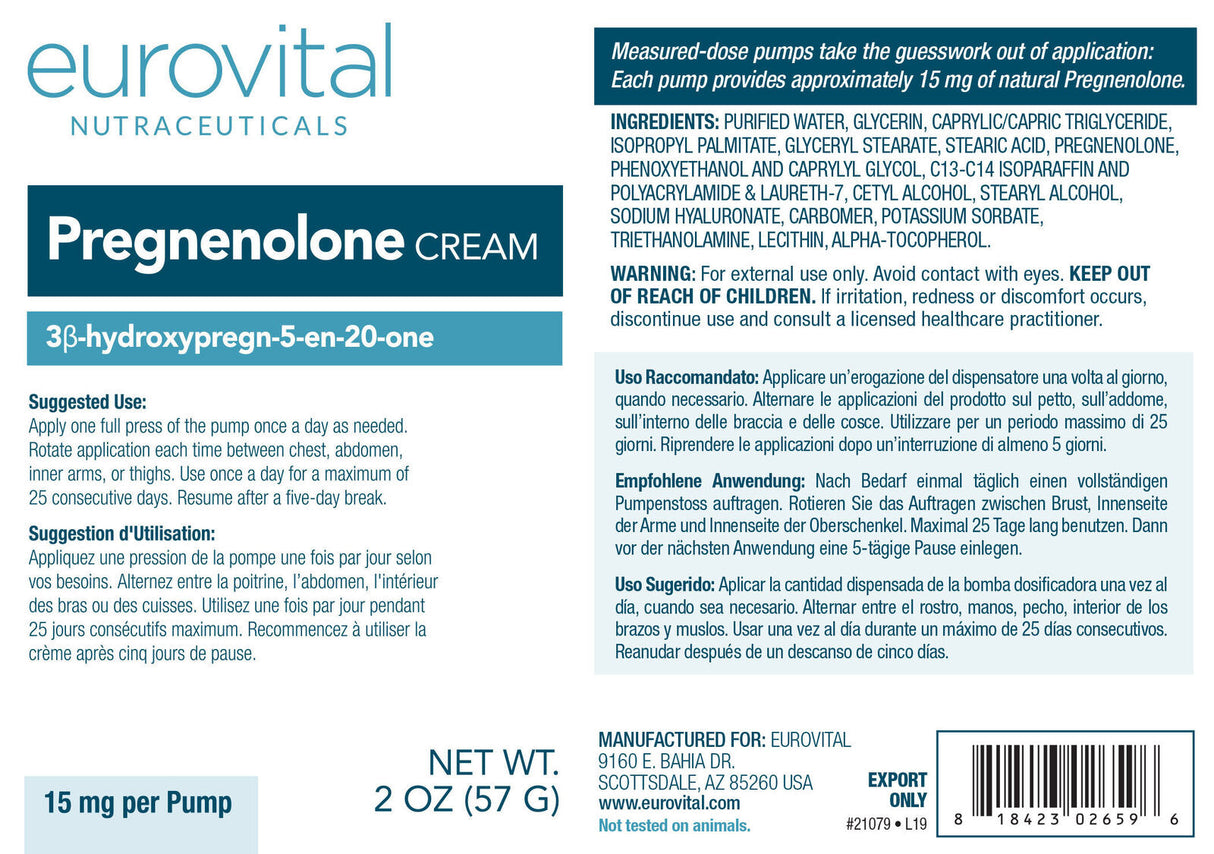 Eurovital Pregnenolone Cream - Pregnenolone - Nutra Best Europe