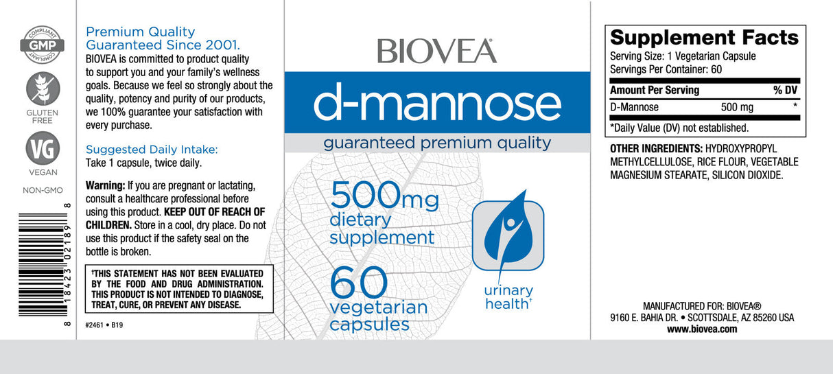 D-Mannose 500 mg / 60 Caps - Nutra Best Europe