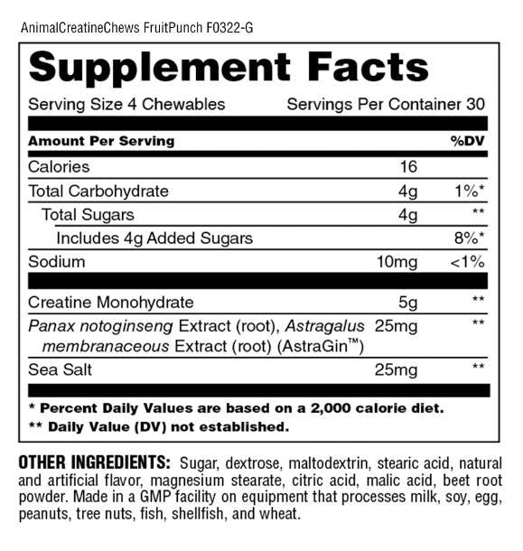 Animal Creatine Chews | with AstraGin® - 120 Chewable Tablets - Nutra Best Europe