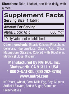 Alpha Lipoic Acid /Time Release/ 600 mg. / 45 Tabs. - Nutra Best Europe