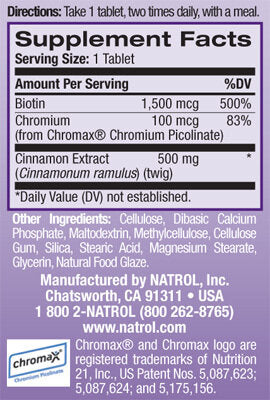 Cinnamon Biotin Chromium 60 Tabs. - Nutra Best Europe