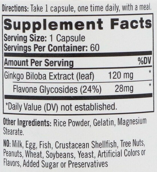 Ginkgo Biloba 120mg. / 60 Caps. - Nutra Best Europe