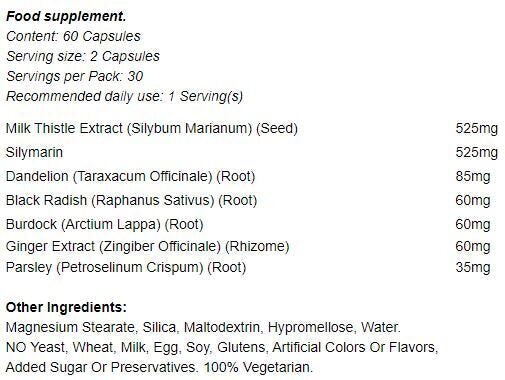 Milk Thistle Digestive 525mg / 60 Tabs - Nutra Best Europe