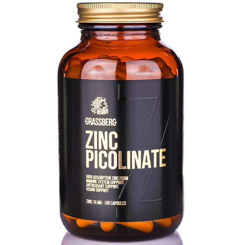 GRASSBERG Zinc Picolinate 15mg - High Absorption 60 Caps - Nutra Best Europe