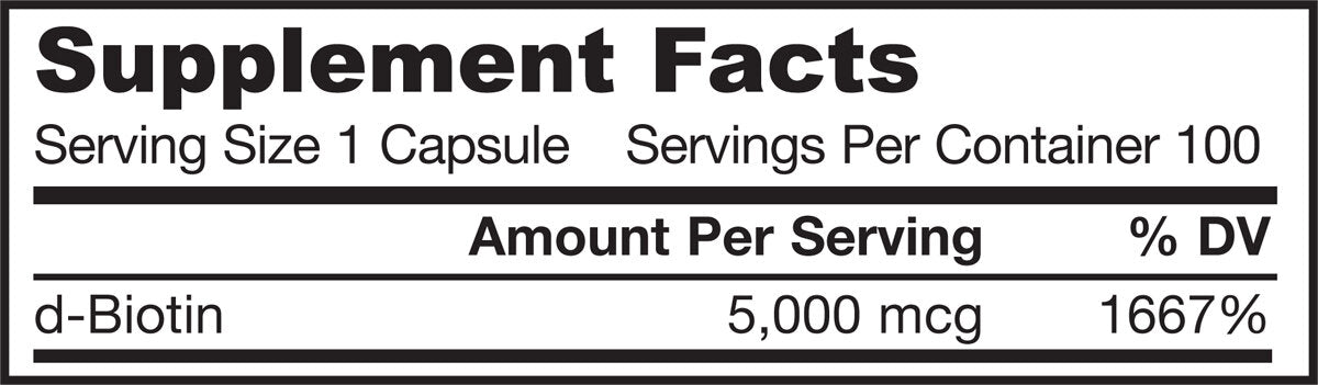 Biotin 5000 mcg - 100 capsules - Nutra Best Europe