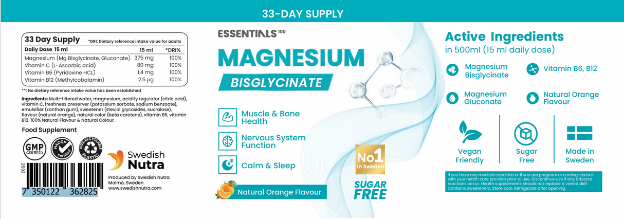 Folyékony magnézium 375 mg biszglicinát (50/33 adag) - 500 ml
