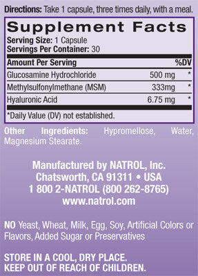 Hyaluronic Acid MSM Glucosamine 90 Caps. - Nutra Best Europe
