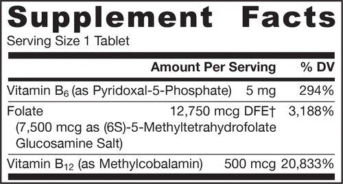 Folate Forte - Methyl Folate + Methyl B12 + P-5-P - Folate 30 tablets - Nutra Best Europe