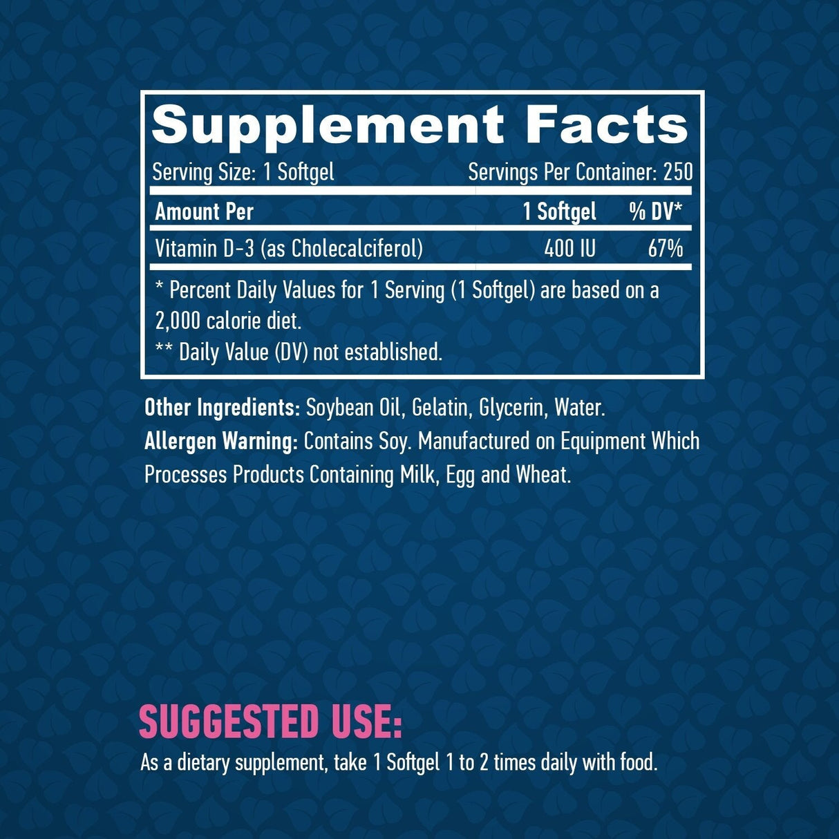 Vitamin D-3 / 400 IU / 250 Softgels - Nutra Best Europe