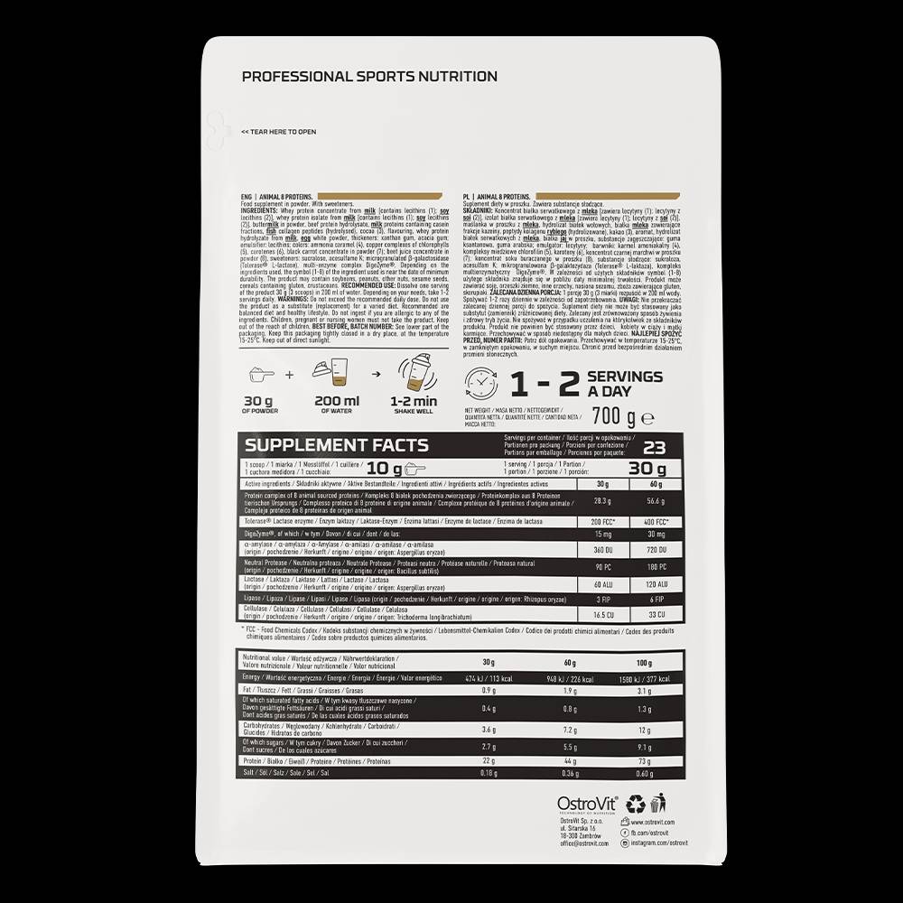 Animal 8 Proteins | Protein Matrix Complex with 8 Animal Sources 700 grams - Nutra Best Europe