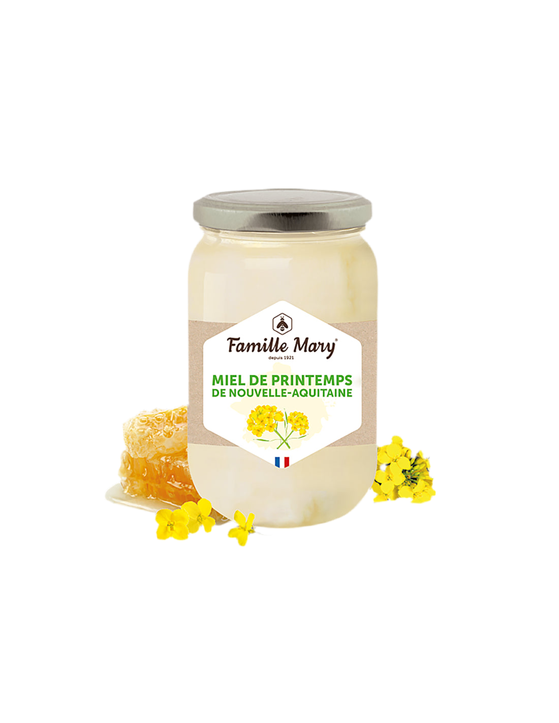 Bee honey from spring flowers from the New Aquitaine region (France), 500 g - Nutra Best Europe