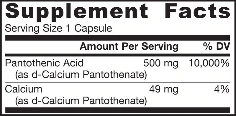 Pantothenic Acid B5 500 mg - 100 capsules - Nutra Best Europe