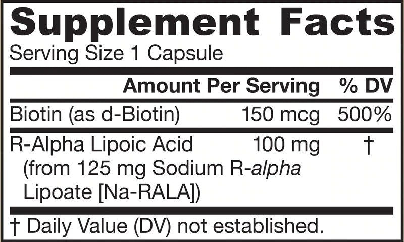 R-Alpha Lipoic Acid + Biotin - 60 capsules - Nutra Best Europe