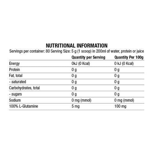 100% L-Glutamine Powder - 400 grams - Nutra Best Europe