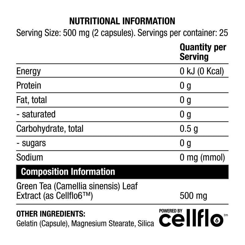 Cellflo6 Green Tea | Amplify Series - 50 capsules - Nutra Best Europe