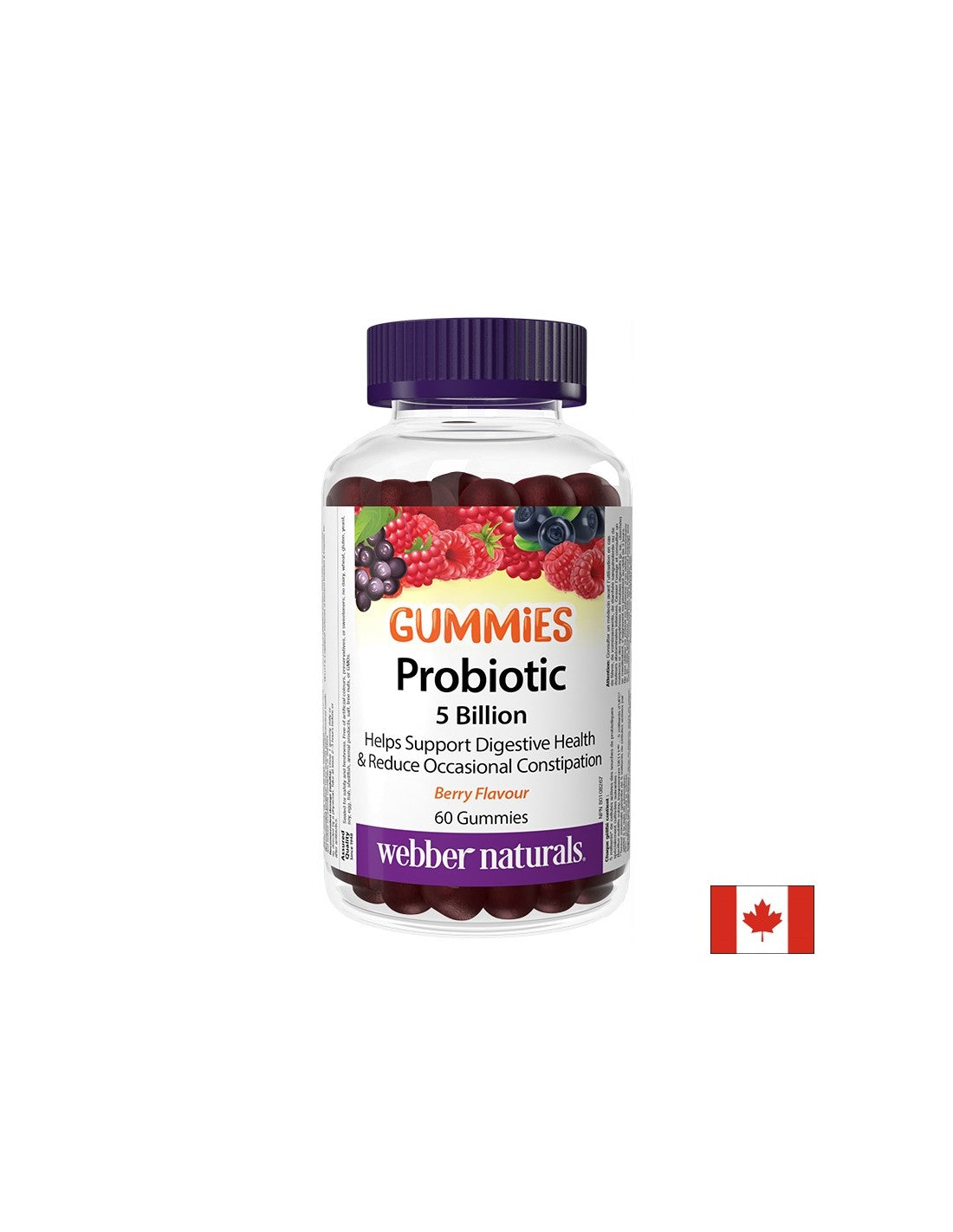 Probiotikus Gummies 5 milliárd aktív probiotikum, 60 zselé tabletta, erdei gyümölcsök ízével