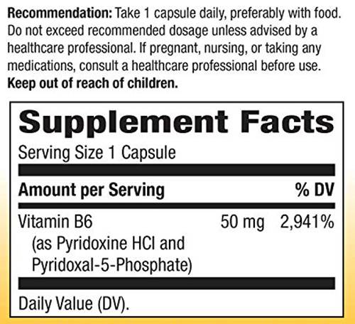 Vitamin B-6 50 mg - 100 capsules - Nutra Best Europe