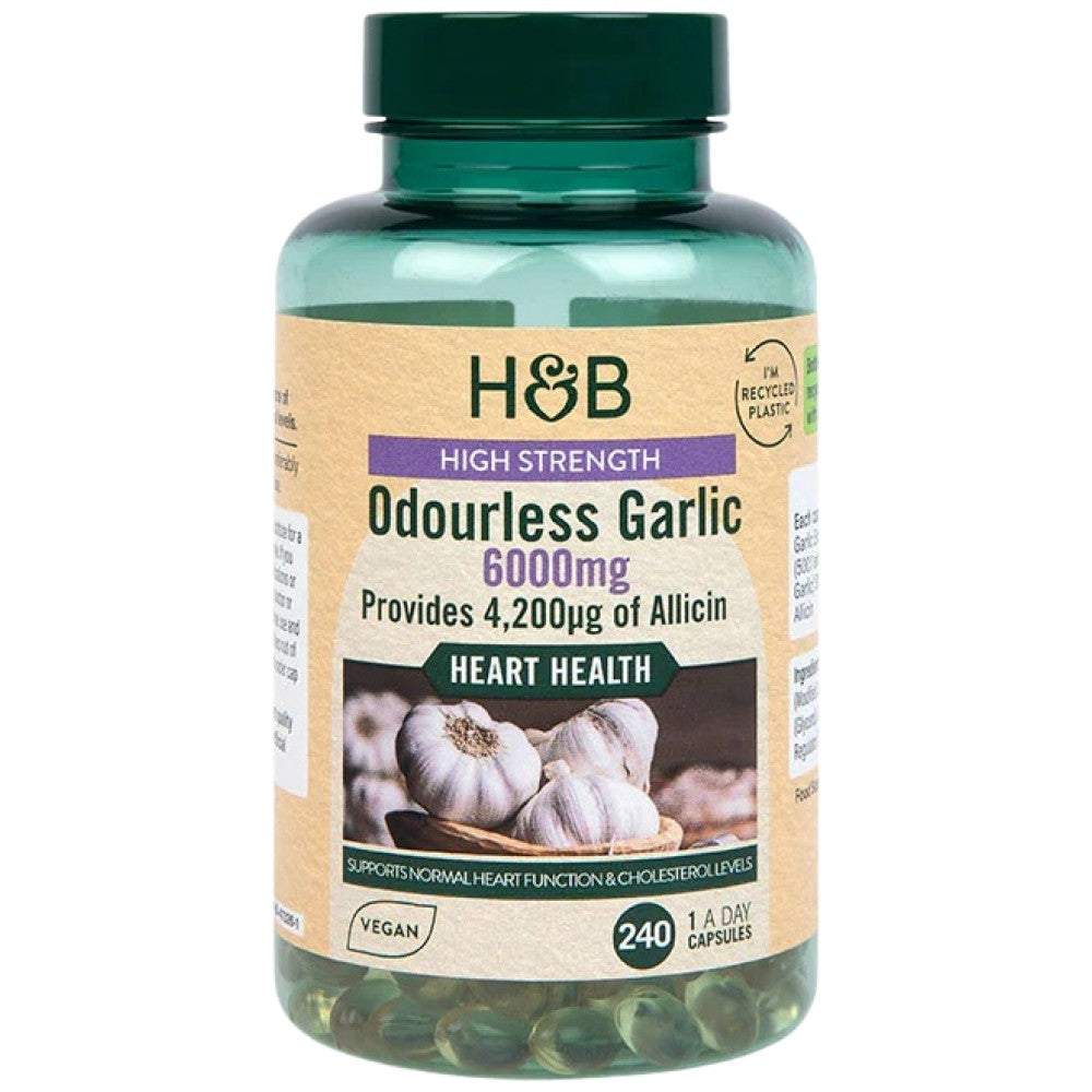 High Strength Odorless Garlic 6000 mg - 240 capsules - Nutra Best Europe