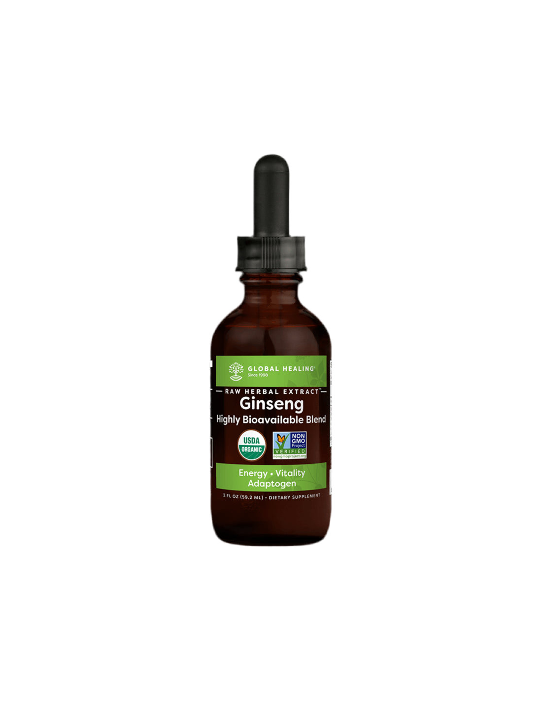 Energetizáló gyógynövénykeverék a stressz és a fáradtság ellen - koreai és szibériai ginzenggel, ashwagandhával és maccával, 59,2 ml Global Healing