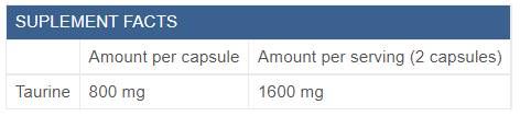 Taurine 1600 - 60 capsules - Nutra Best Europe