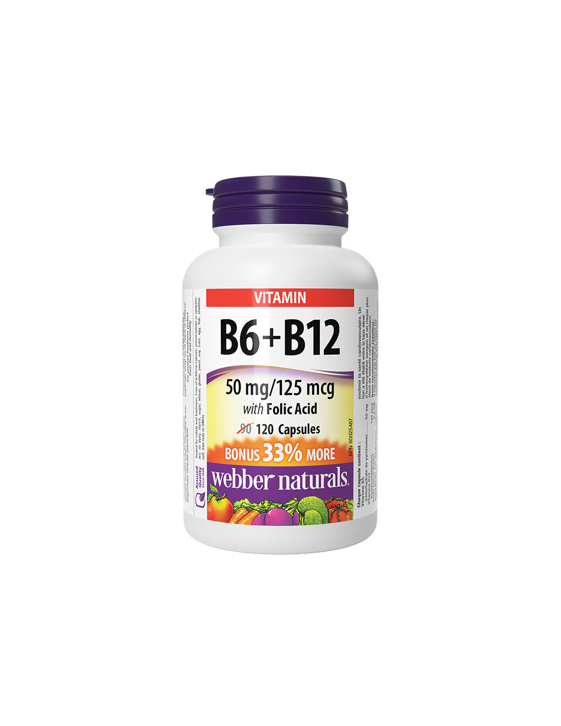 Csökkenti a homocisztein szintet és támogatja a szívet - B6+B12-vitamin + Folsav, 120 kapszula