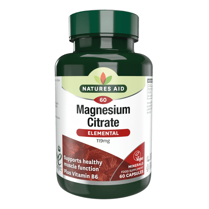 Magnézium-citrát + B6-vitamin (elemi magnézium-citrát) 119 mg 60 kapszula Natures Aid
