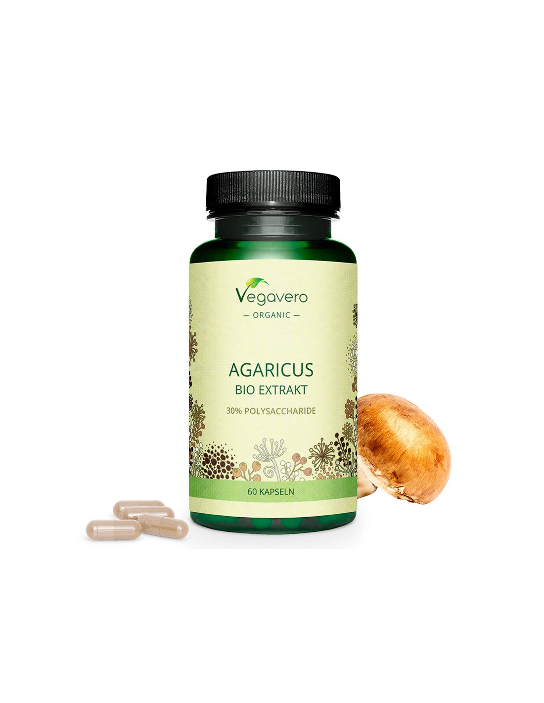 Természetes immunmodulátor - Bio Agaricus (kivonat), 60 kapszula <tc>Vegavero</tc>