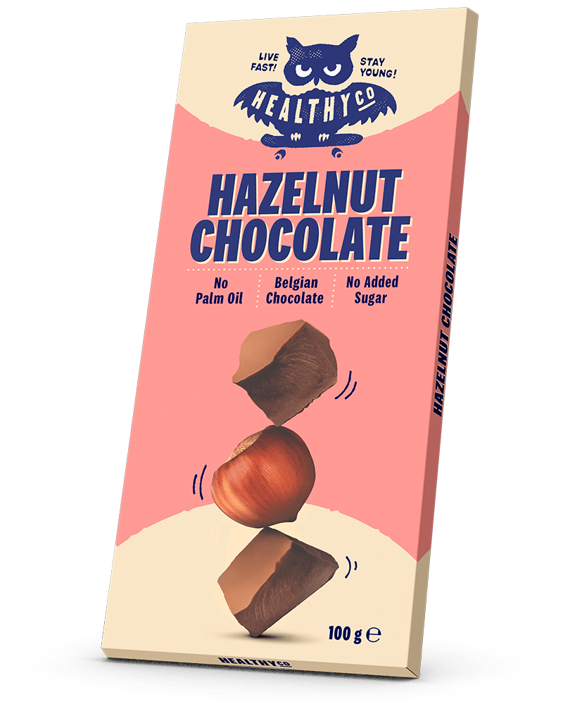 HealthyCo chocolate with hazelnuts 100 grams - no added sugar and no palm oil - Nutra Best Europe