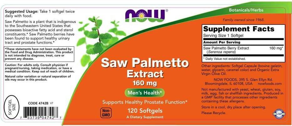 Saw Palmetto Extract 160 mg - 60 Gel capsules - Nutra Best Europe