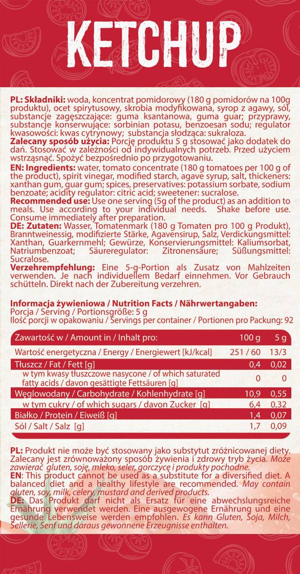 Ketchup Sauce | Low Calorie - 460 ml - Nutra Best Europe