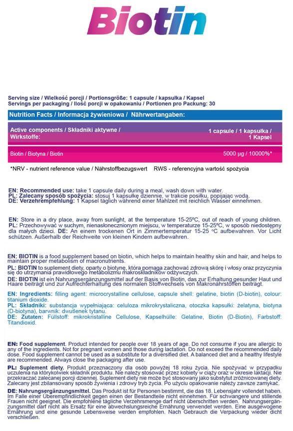 Biotin 5000 mcg - 30 capsules - Nutra Best Europe