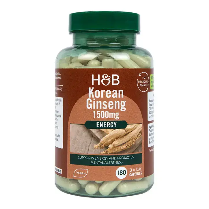 Korean Ginseng 500mg 180 capsules HOLLAND & BARRETT - Nutra Best Europe