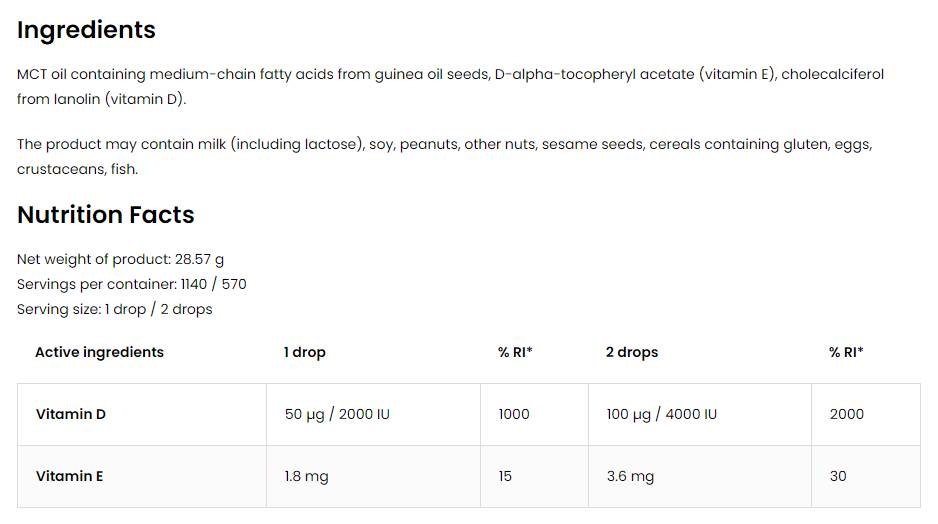 Vitamin D3 Liquid Drops / 2000 IU per drop 30 ml - Nutra Best Europe