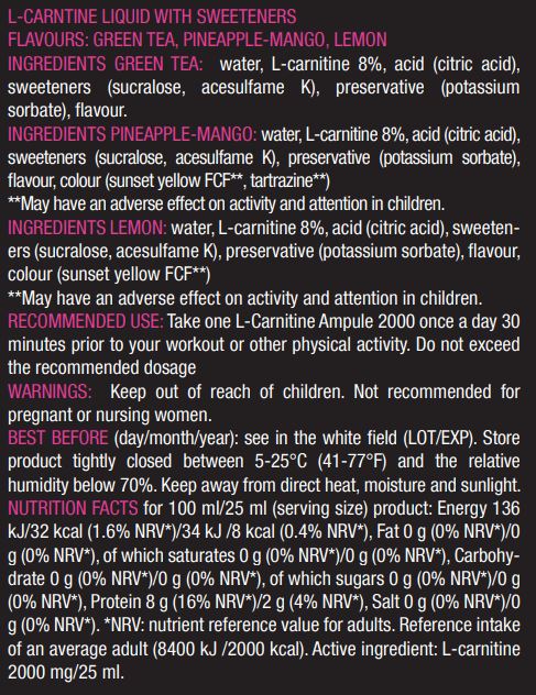 L-Carnitine 2000 / 20 Amp. - Nutra Best Europe