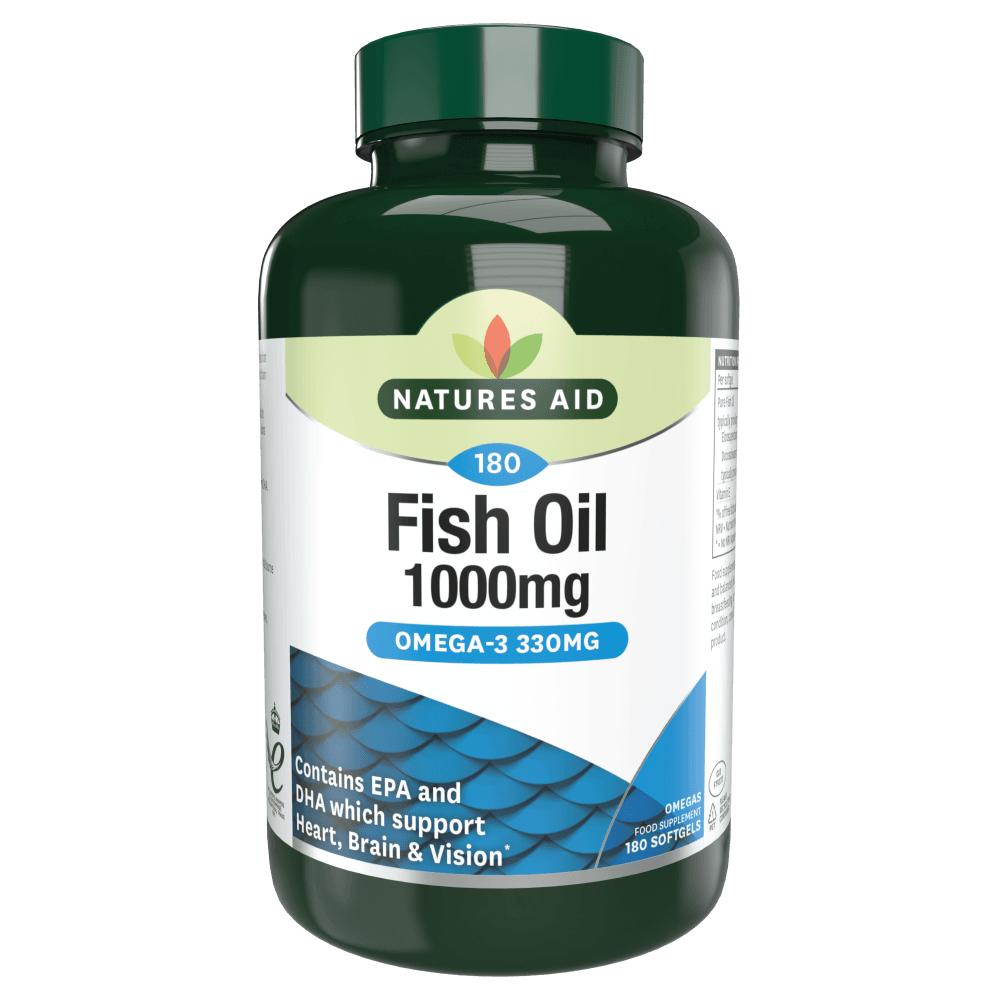 Omega 3 Fish Oil (Omega 3 Fish Oil) 1000mg 180 soft capsules NaturesAid - Nutra Best Europe