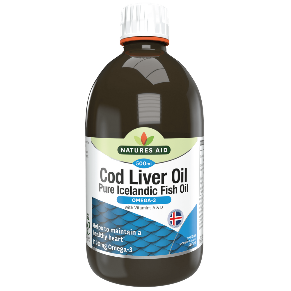 Cod Liver Oil Liquid 500ml NaturesAid - Nutra Best Europe