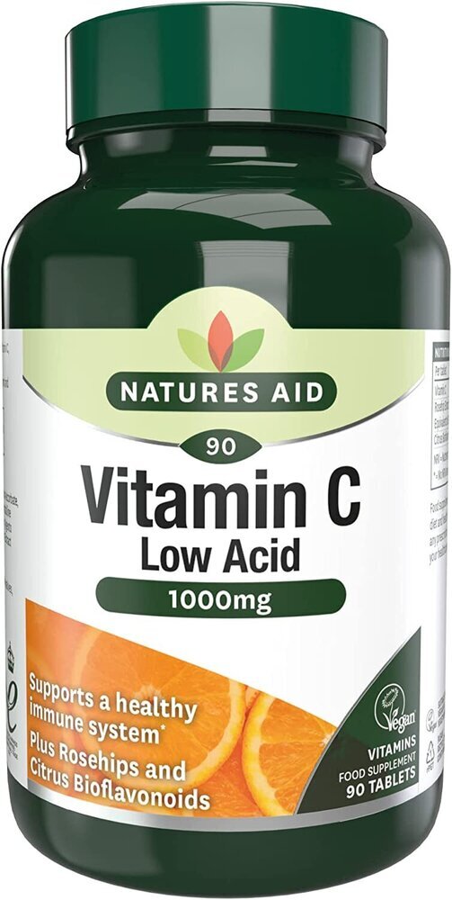 Vitamin C with low acidity (Vitamin C Low Acid) 1000mg 90 tablets NaturesAid - Nutra Best Europe