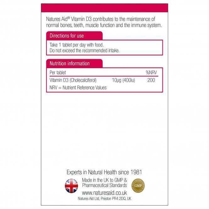 Vitamin D3 (Vitamin D3) 400iu 90 tablets NaturesAid - Nutra Best Europe