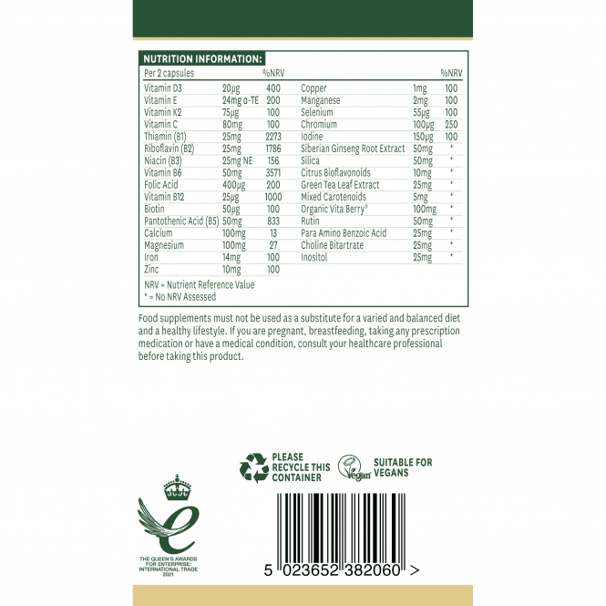 Women's Multi-Vitamins & Minerals 60 capsules NaturesAid - Nutra Best Europe