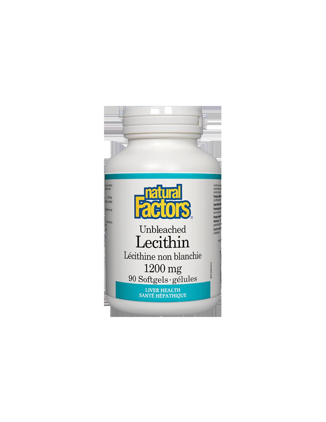 Unbleached Lecithin 1200 mg - 90 Gel capsules - Nutra Best Europe
