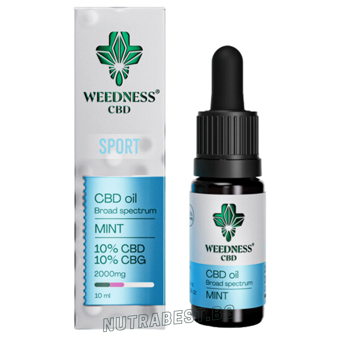 Спорт CBD масло 10% + CBG 10% широк спектър|Мента (10ml) Weedness CBD - Nutra Best Europe